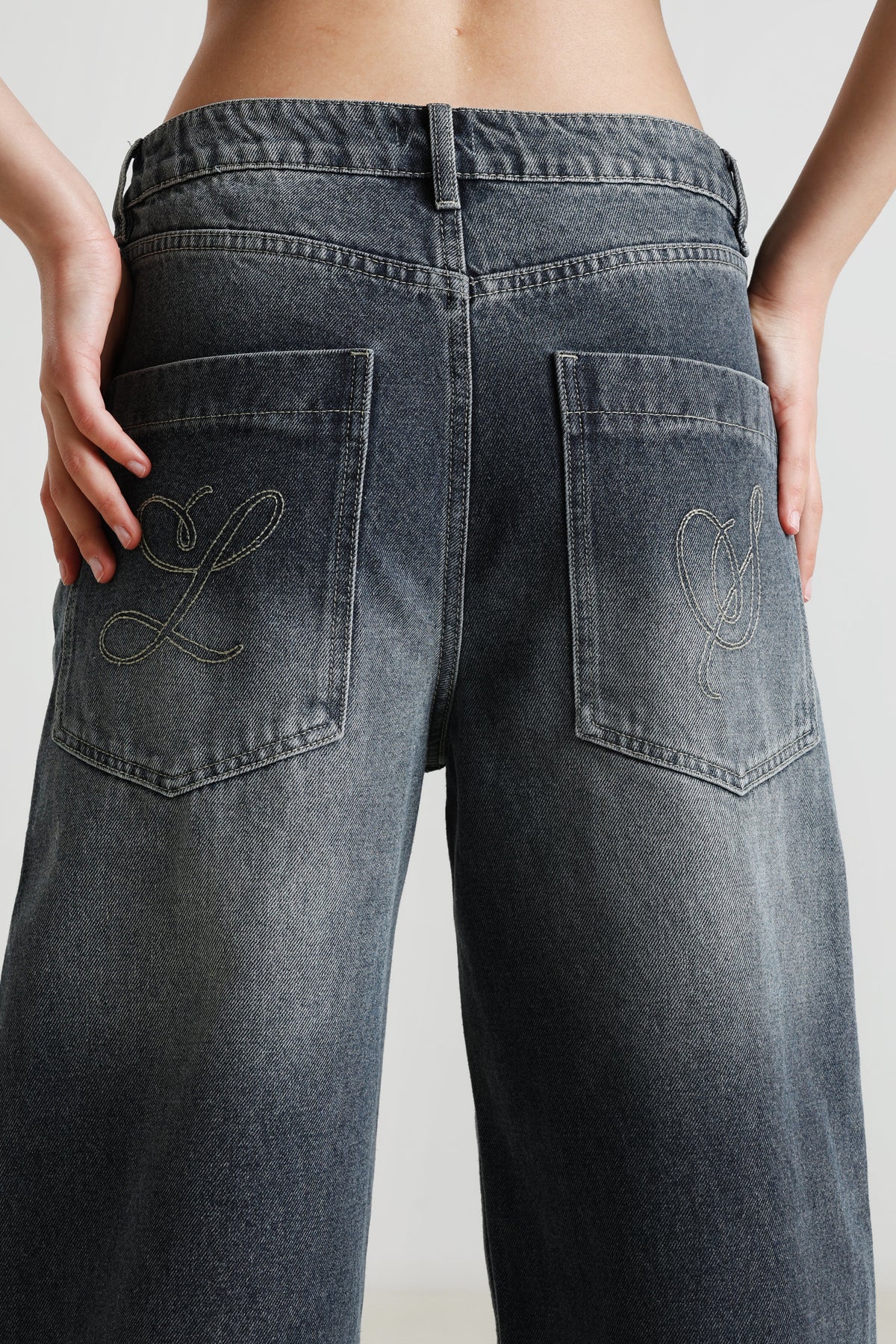 Baggy Jeans - Gewaschen Grau