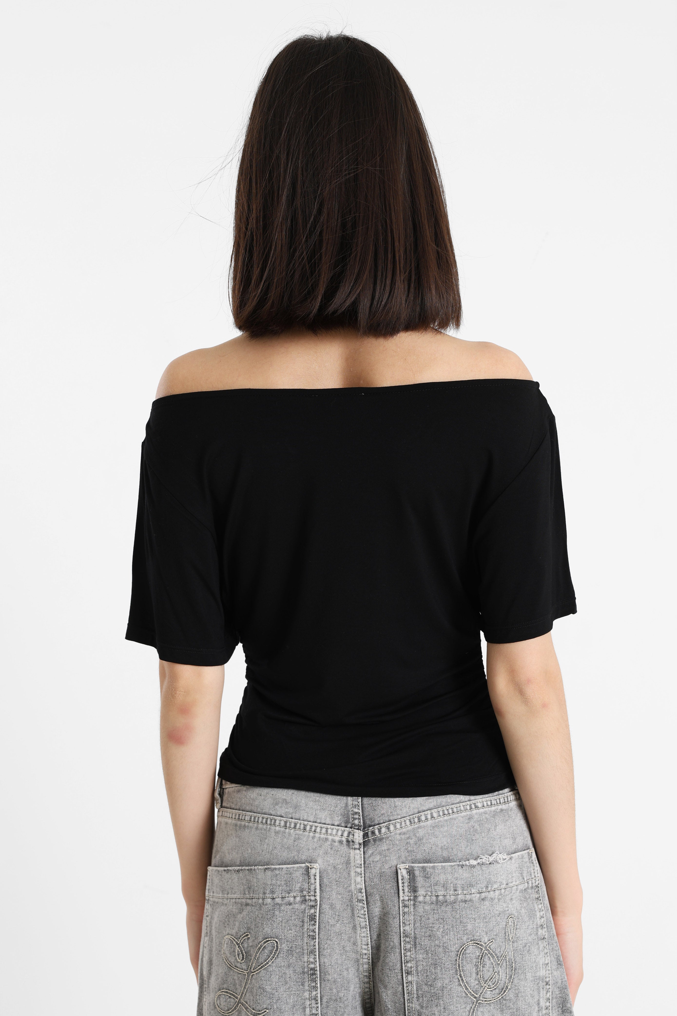T-Shirt one shoulder - Noir