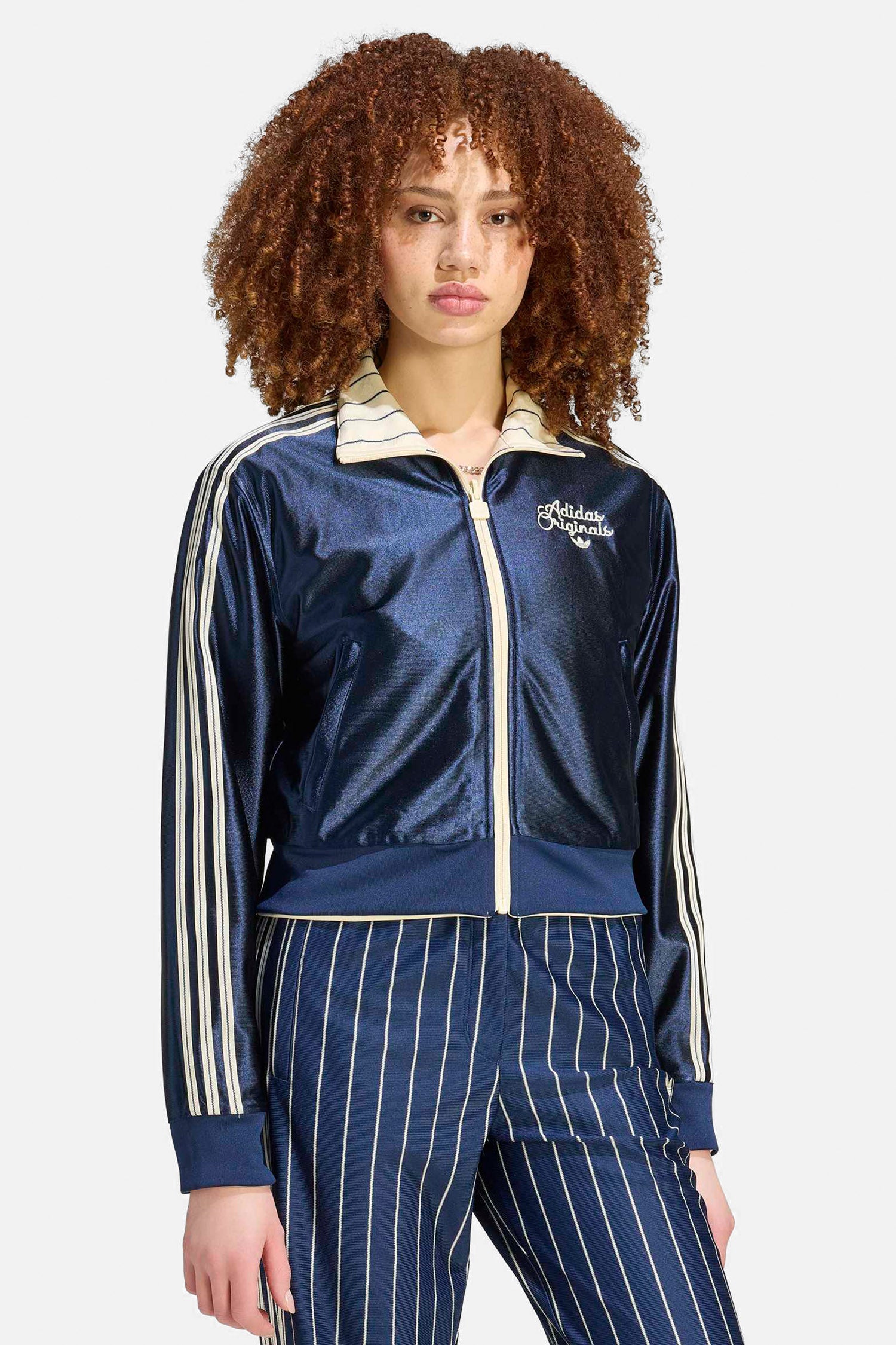 Reversible short track jacket - Warm Vanilla + Night Indigo