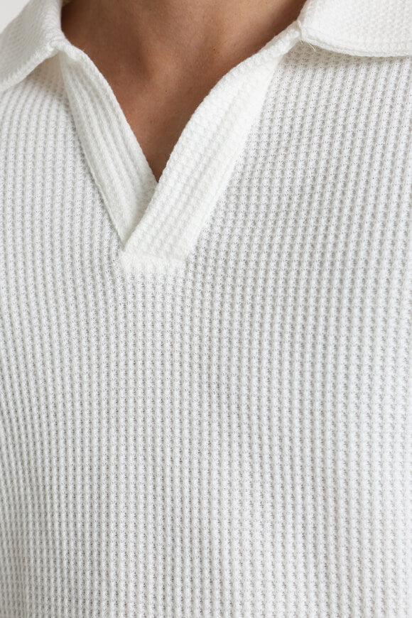 Polo con struttura waffle - bianco