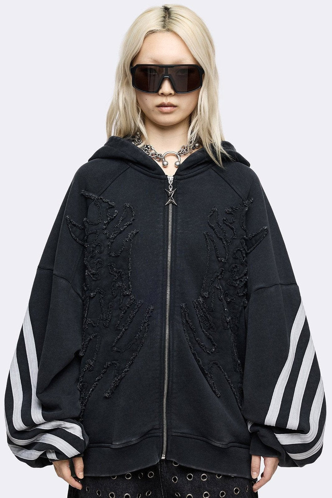 Dub Oversize Kapuzensweatjacke - Black Washed