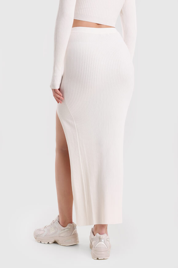 Ribbed maxi knit skirt - Offwhite