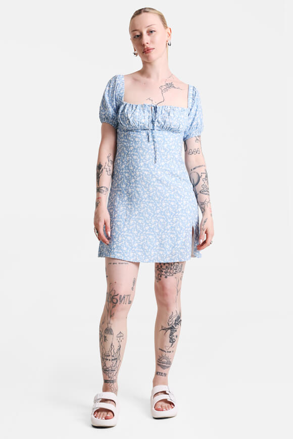 Minikleid - Hellblau + Weiss