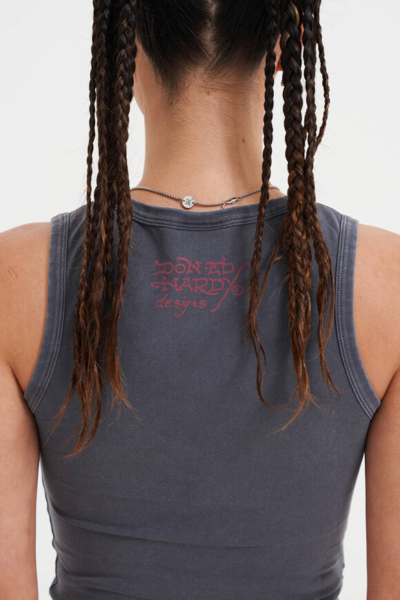 Butterfly Of Death Crop Tanktop - Charcoal