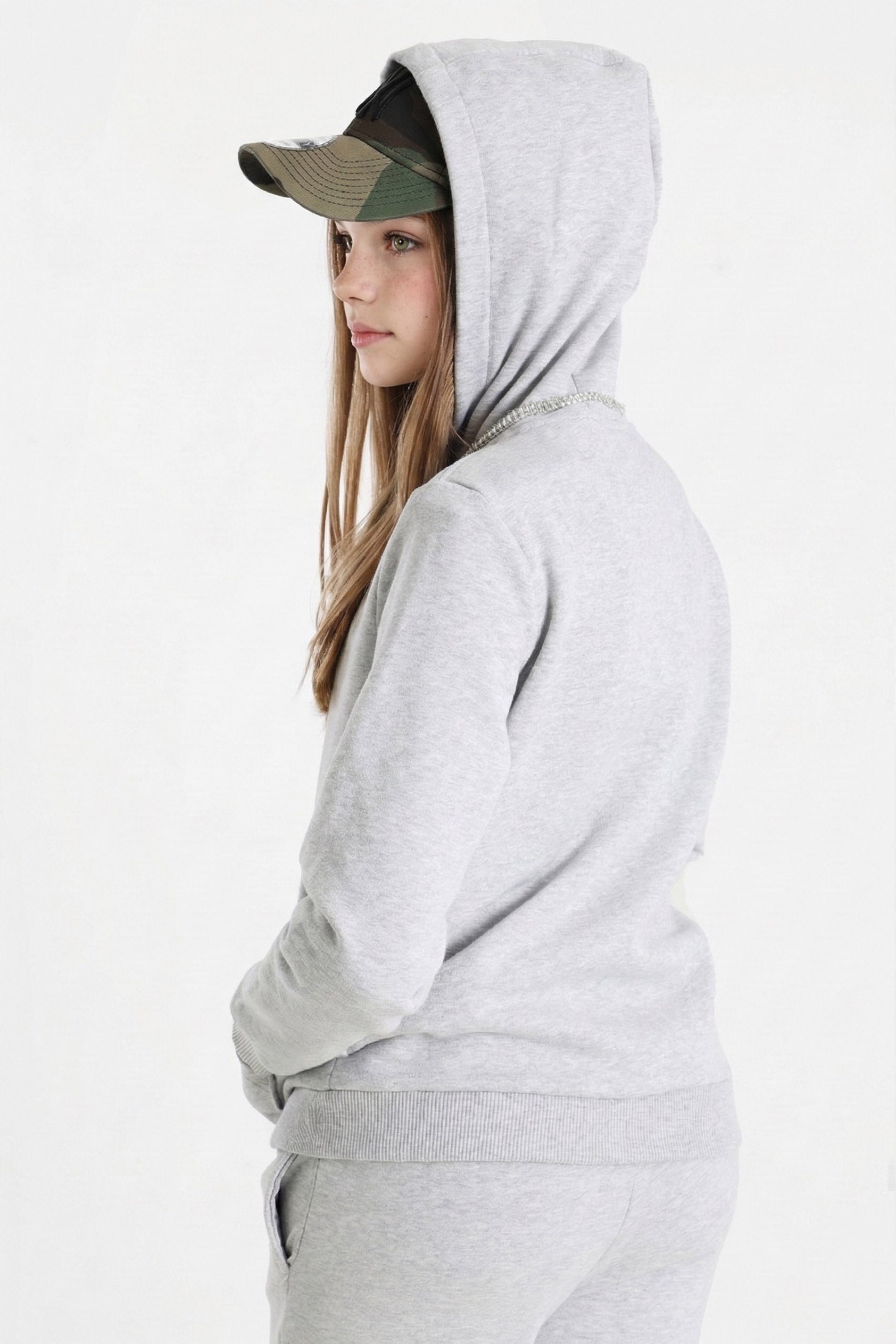 Kapuzensweatjacke - Light Grey Heather