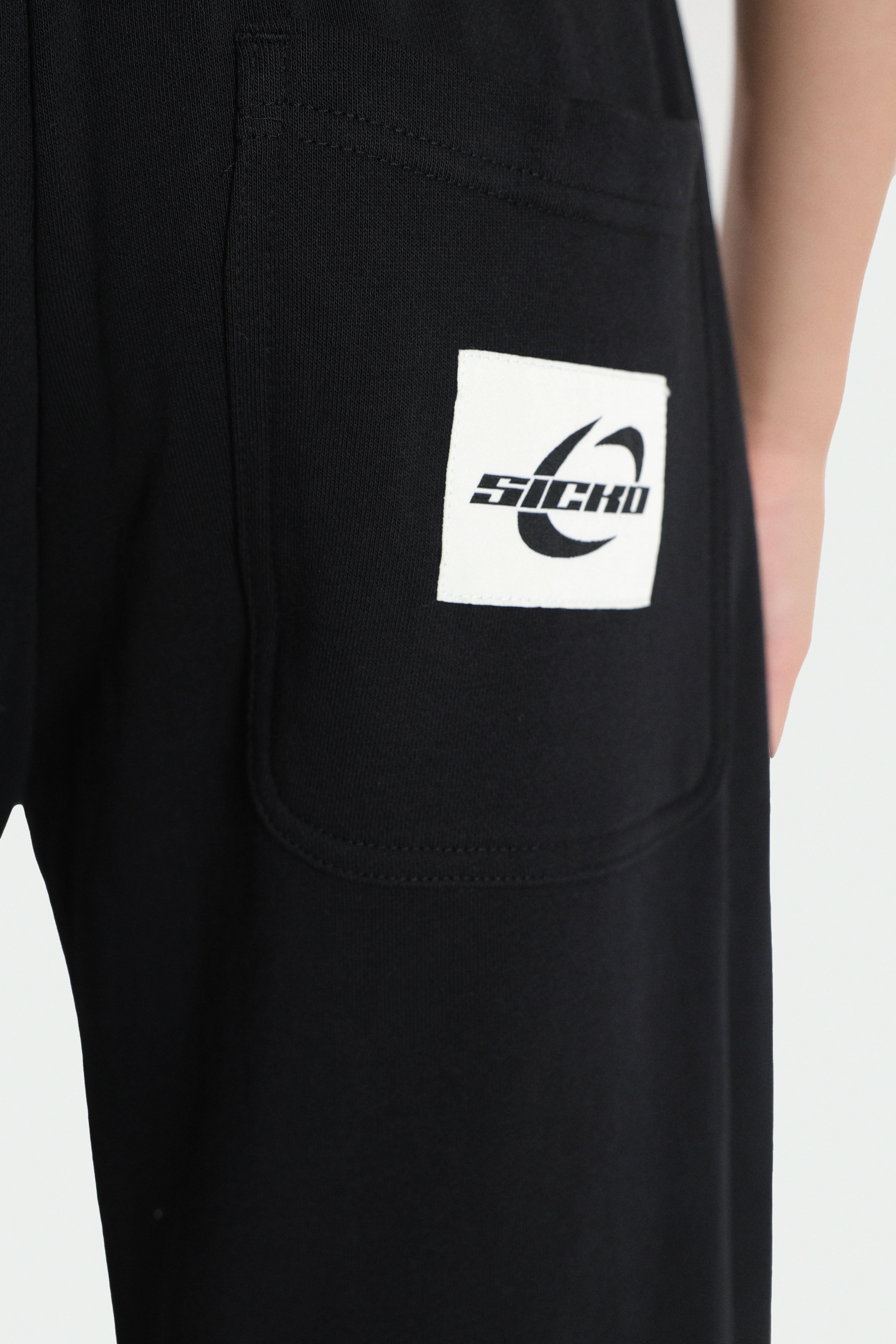 Wide Leg Sweathose - Schwarz