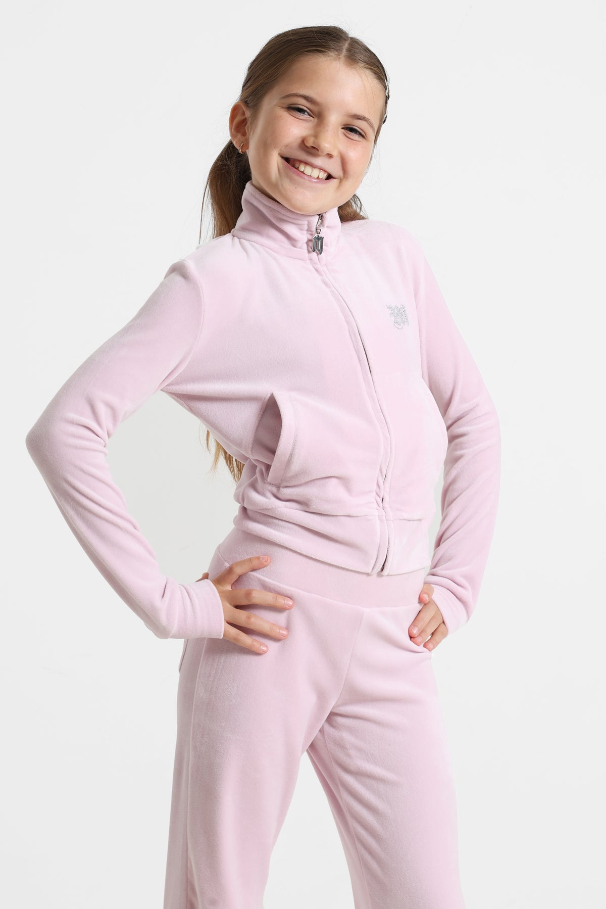 Samt Crop Jacke - Hell Pink
