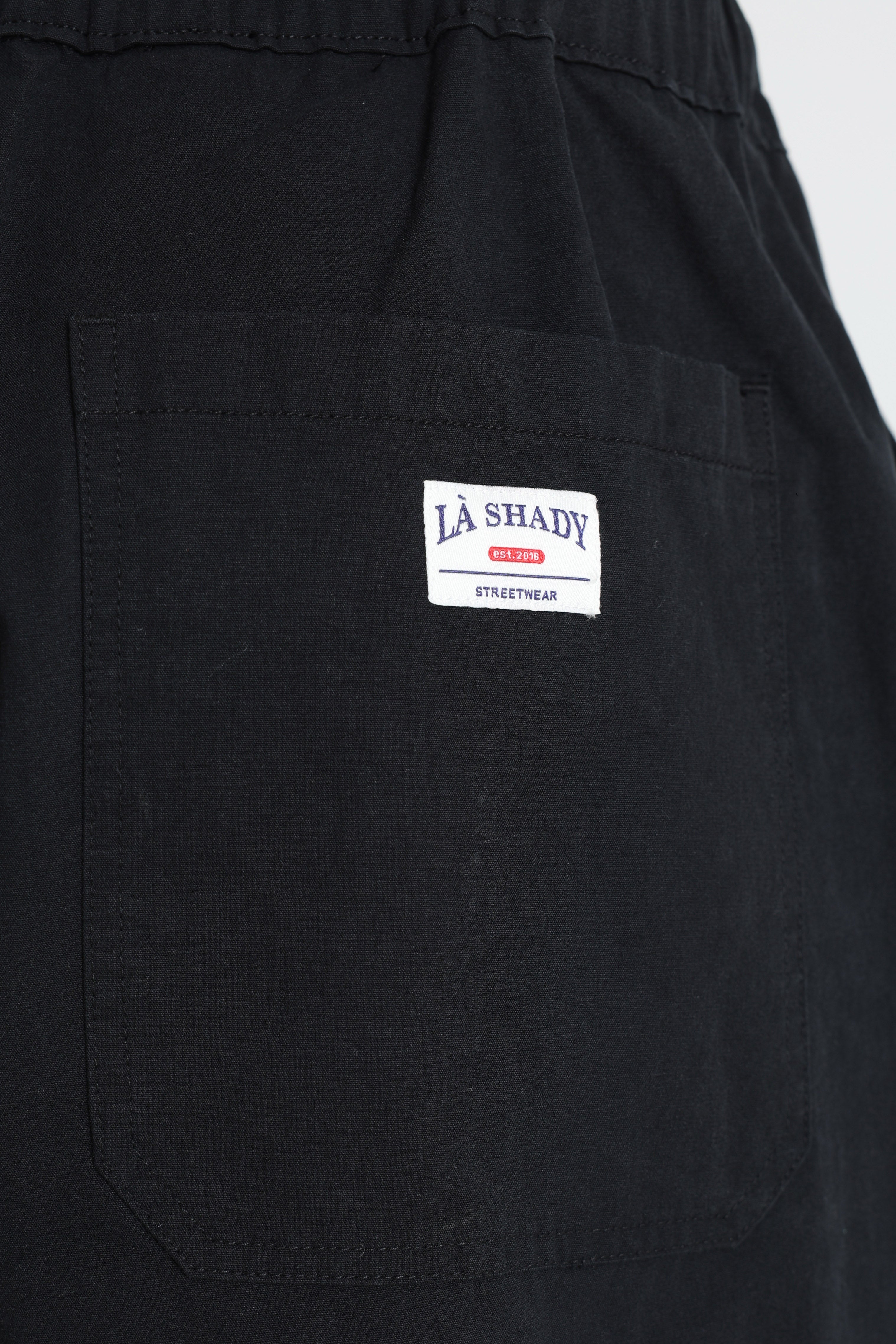 Barrel fit fabric trousers - black
