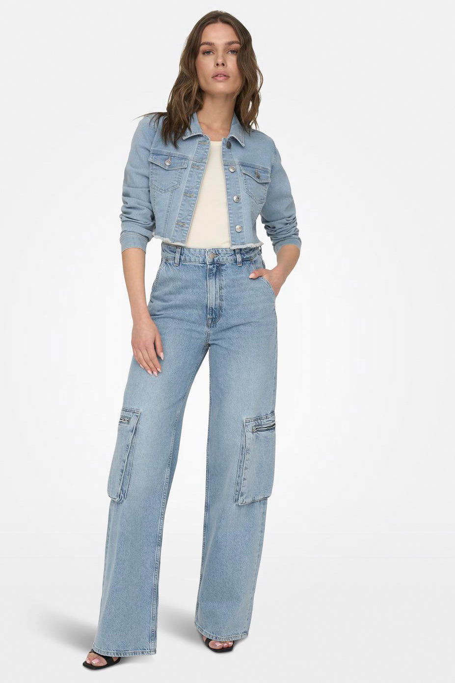 Veste en jean Wonder Crop - Light Blue Denim
