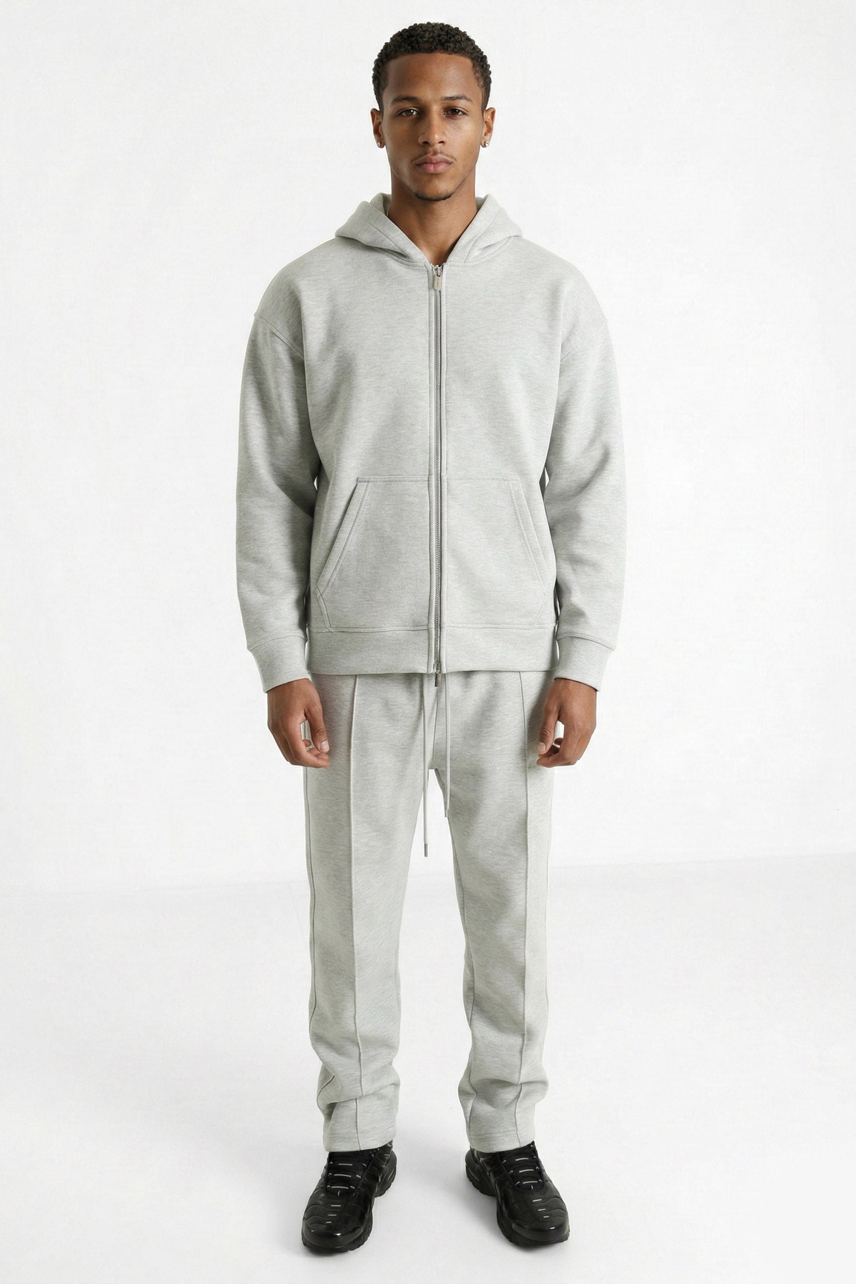 Kapuzensweatjacke - Light Grey Heather