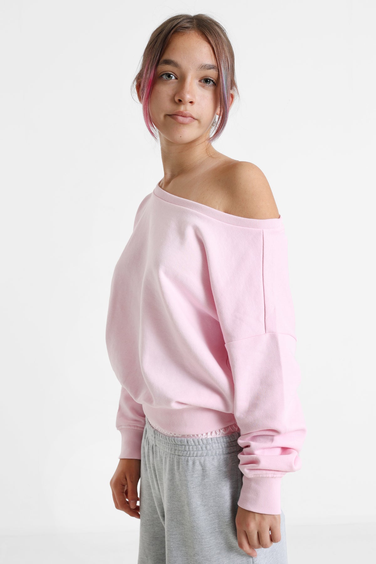 Sweatshirt off shoulder - Rose