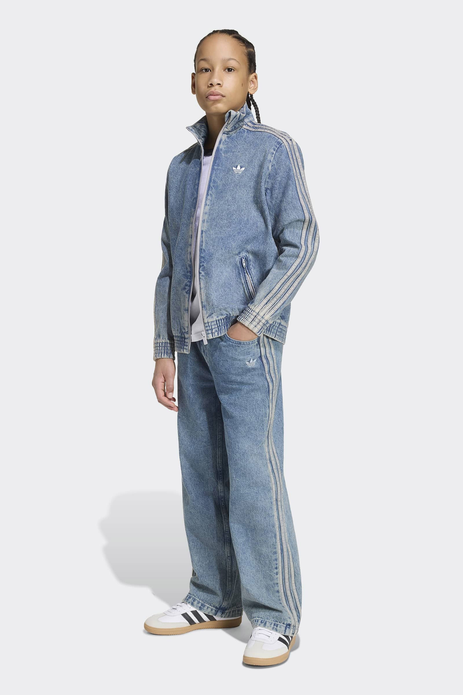 Firebird denim track jacket - Worn Blue Denim