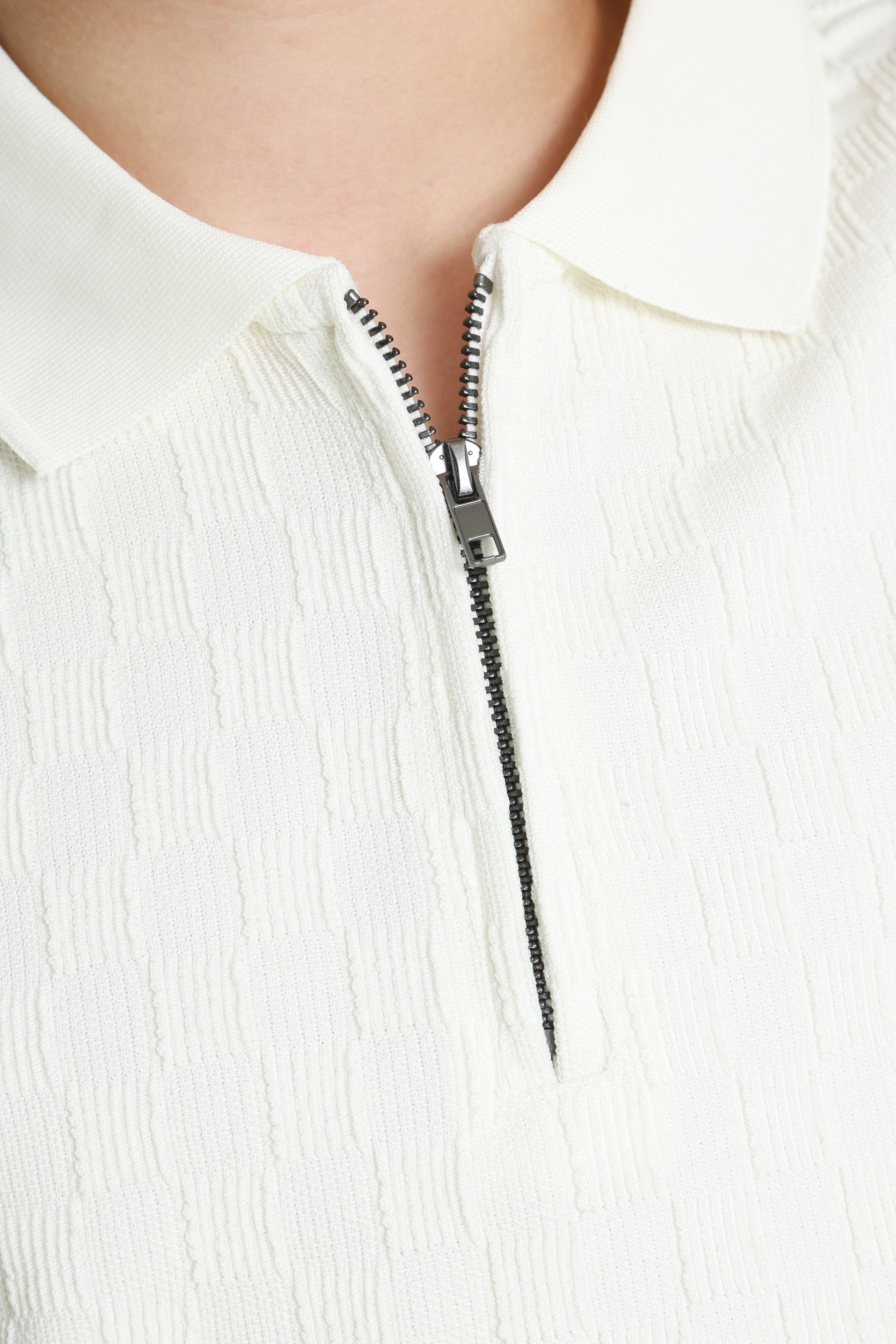Strukturiertes Poloshirt - Offwhite