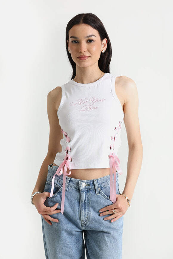 Ribbed crop tank top - white