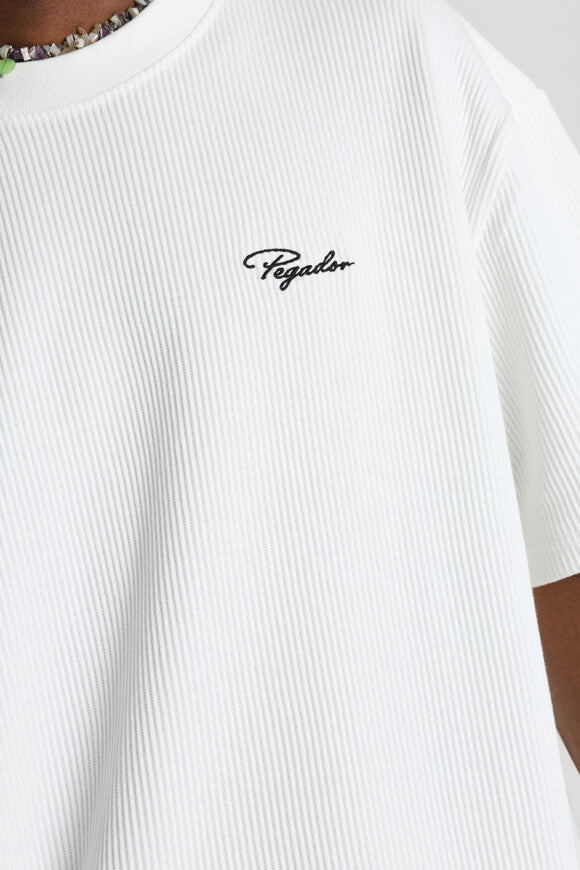 Geripptes Oversize T-Shirt - Washed Warm White