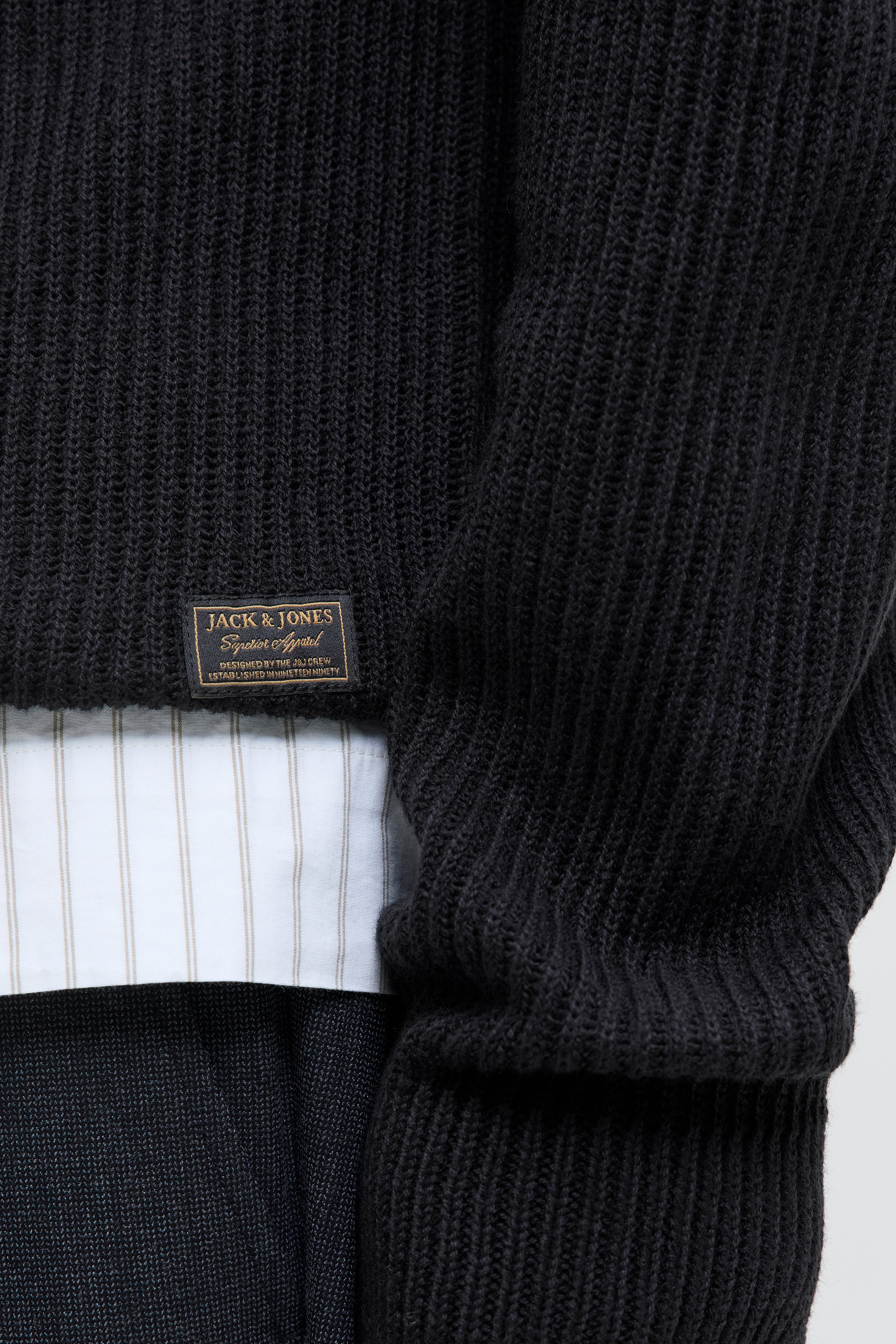 JJPANNEL pull en tricot côtelé - Black