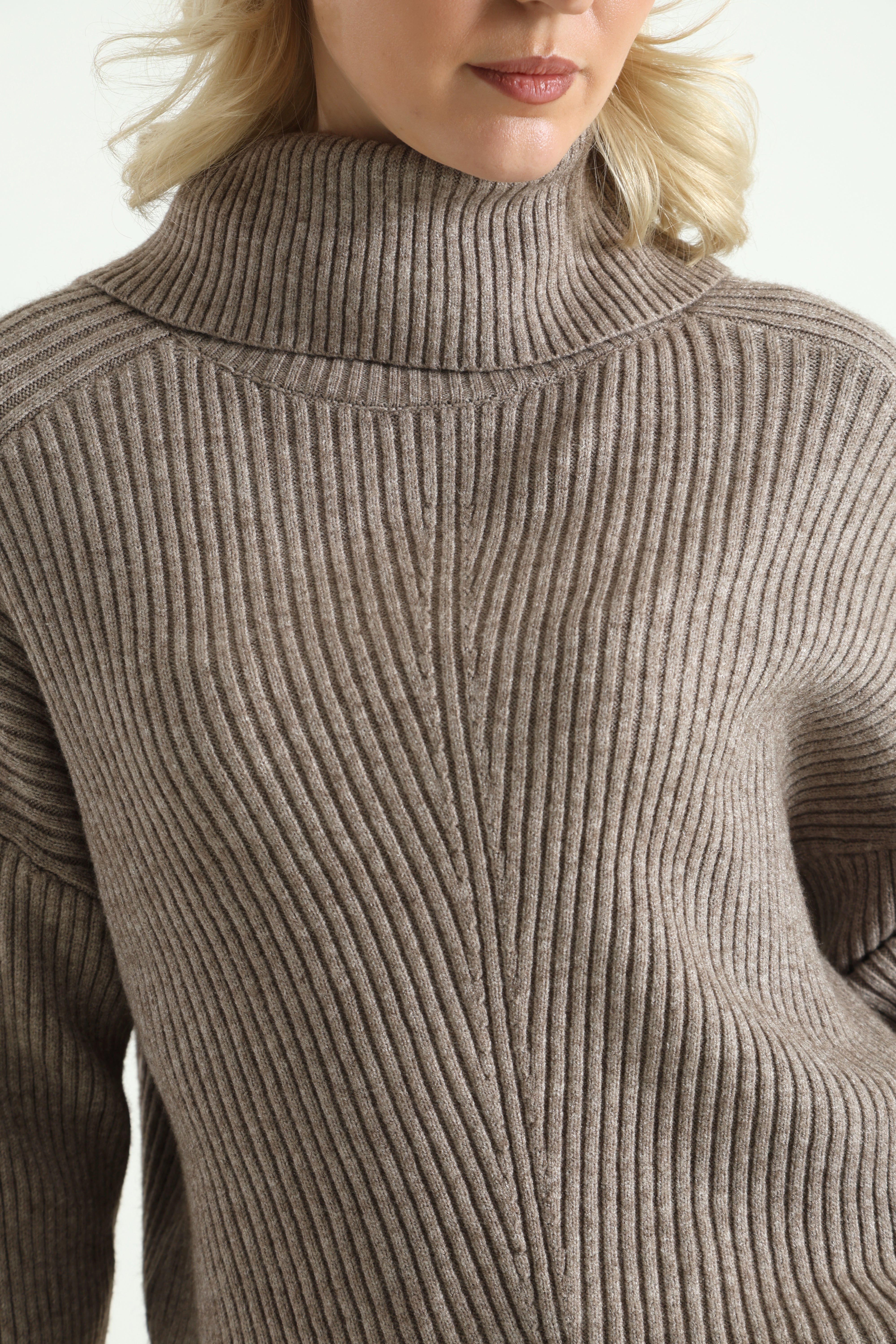 ONLKATIA Gerippter Strickpullover - Fungi Melange