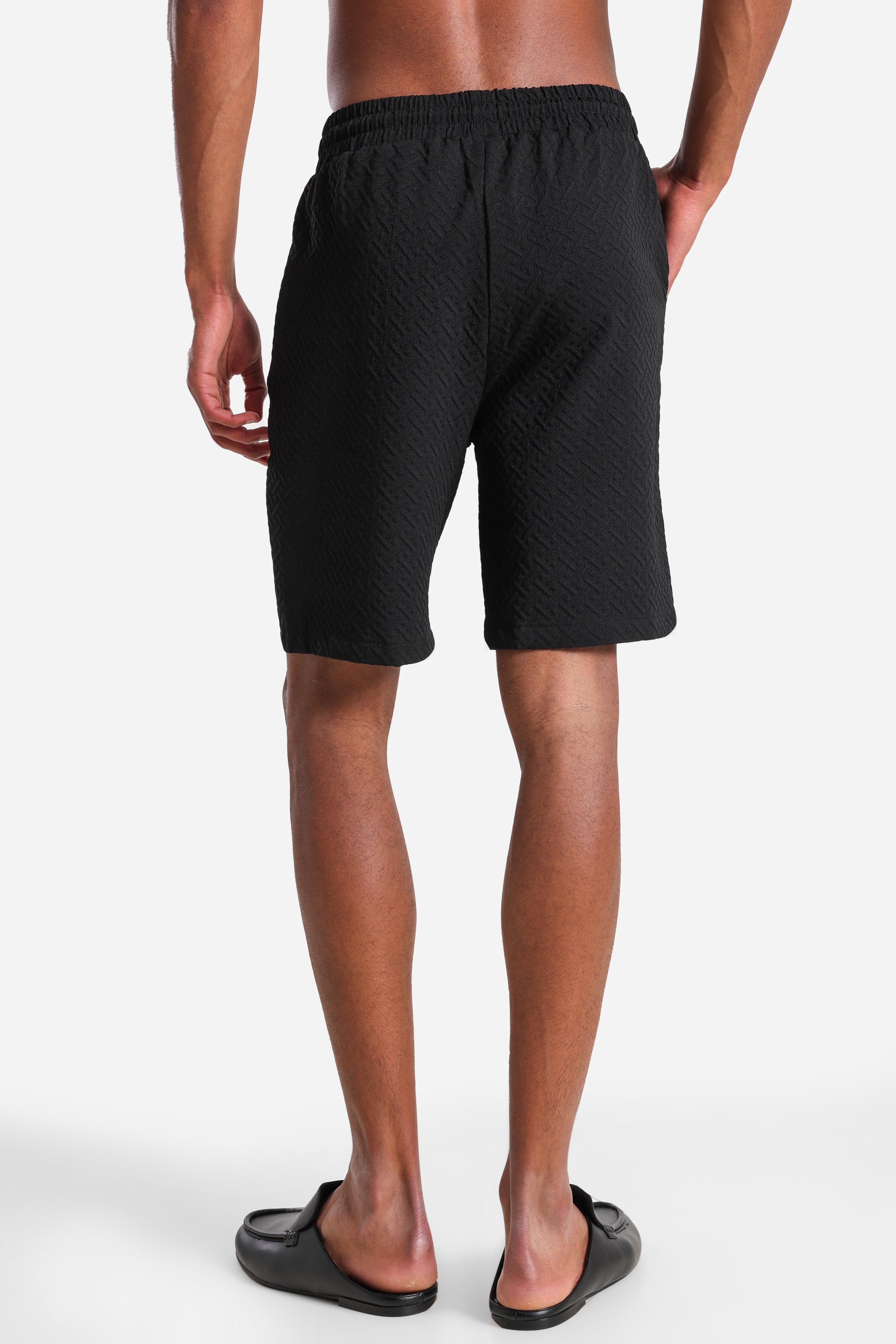 Strukturierte Stoffshorts - Black