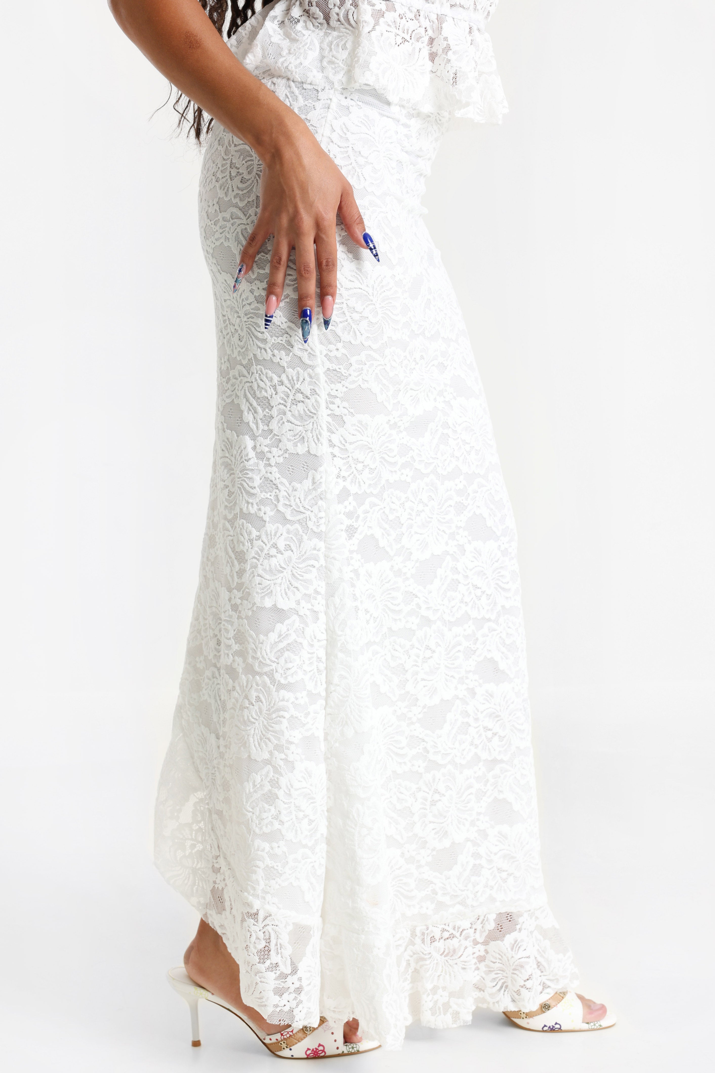 Maxi Spitzenrock - White