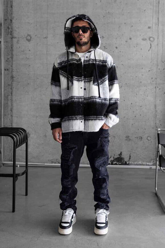 Veste en flanelle - Black + Offwhite