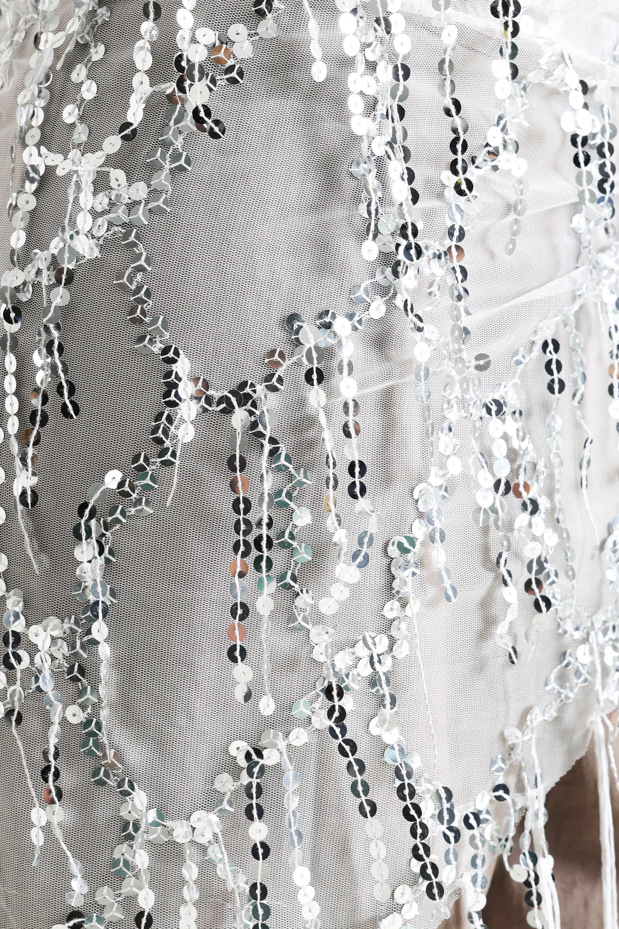 Pailletten-Tuch / Foulard - White + Silver