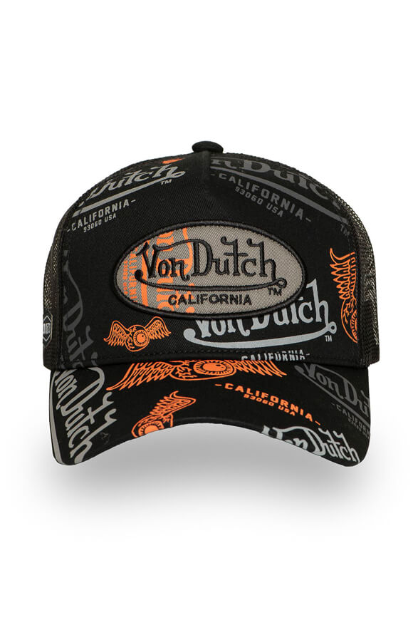 Casquette trucker / snapback - Black + Grey + Orange