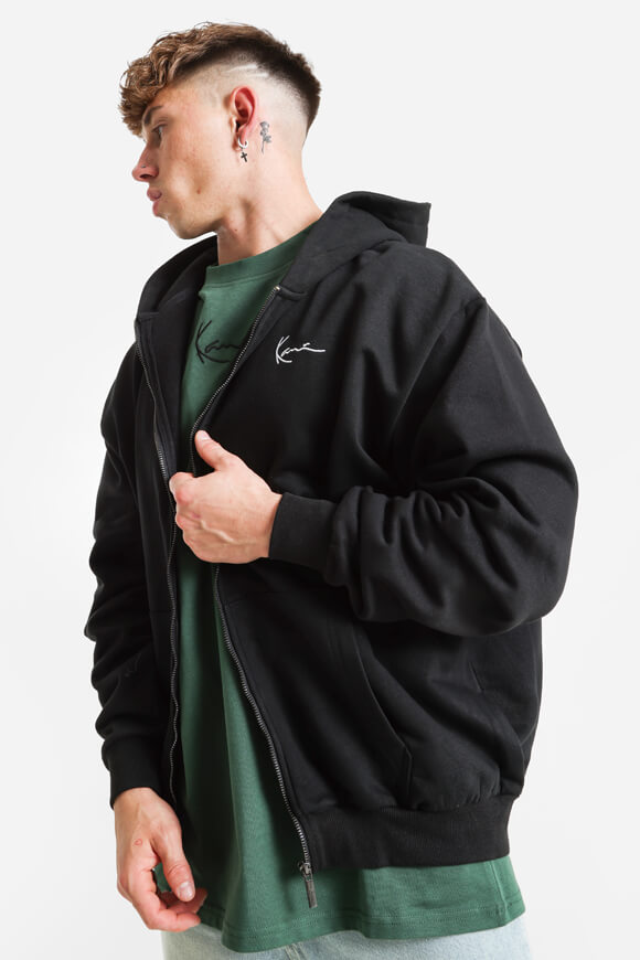 Kapuzensweatjacke - Schwarz + Weiss