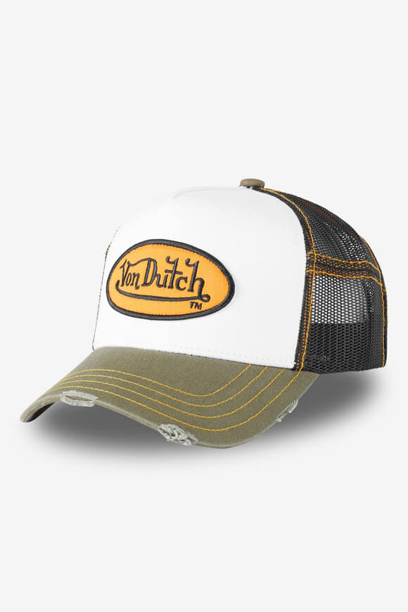Trucker cap / snapback - White + Dark Olive + Black