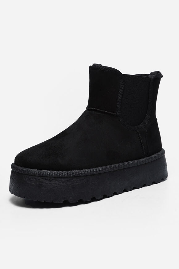 Gefütterte Plateau Stiefelette - Schwarz