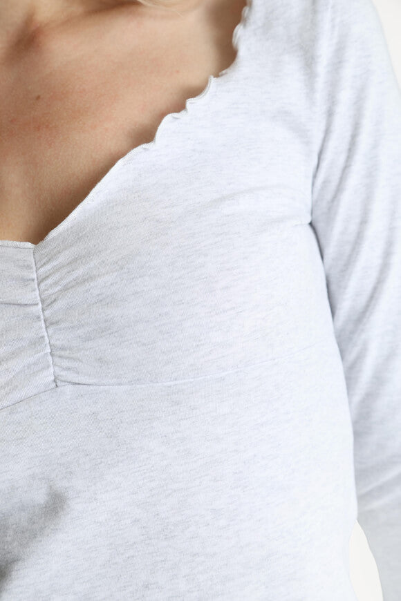 Crop long sleeve shirt - light gray