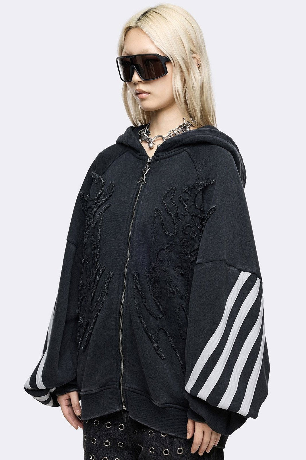 Dub Oversize Kapuzensweatjacke - Black Washed