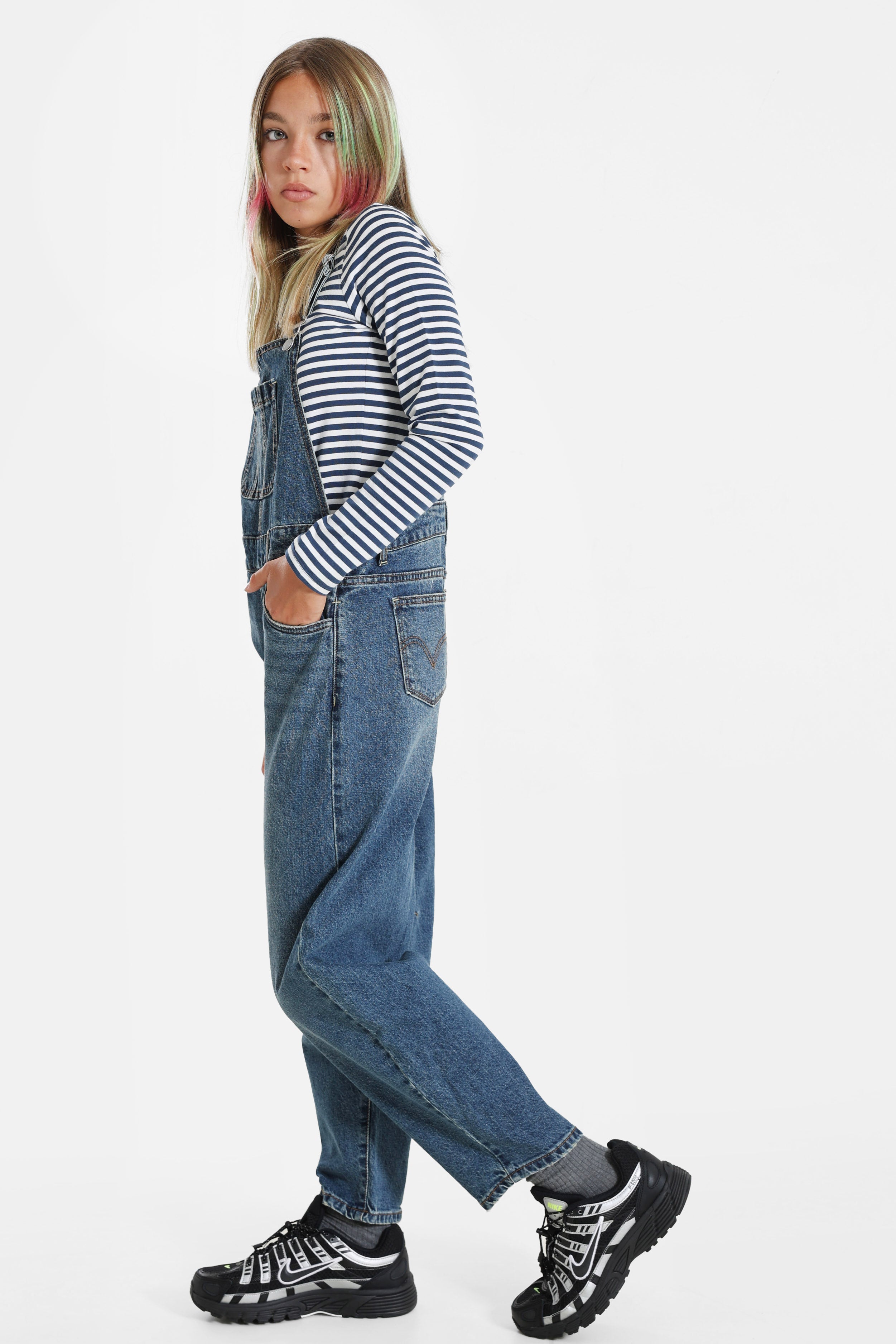 Baggy Barrel Fit Jeans Latzhose - Sunday Morning Sky