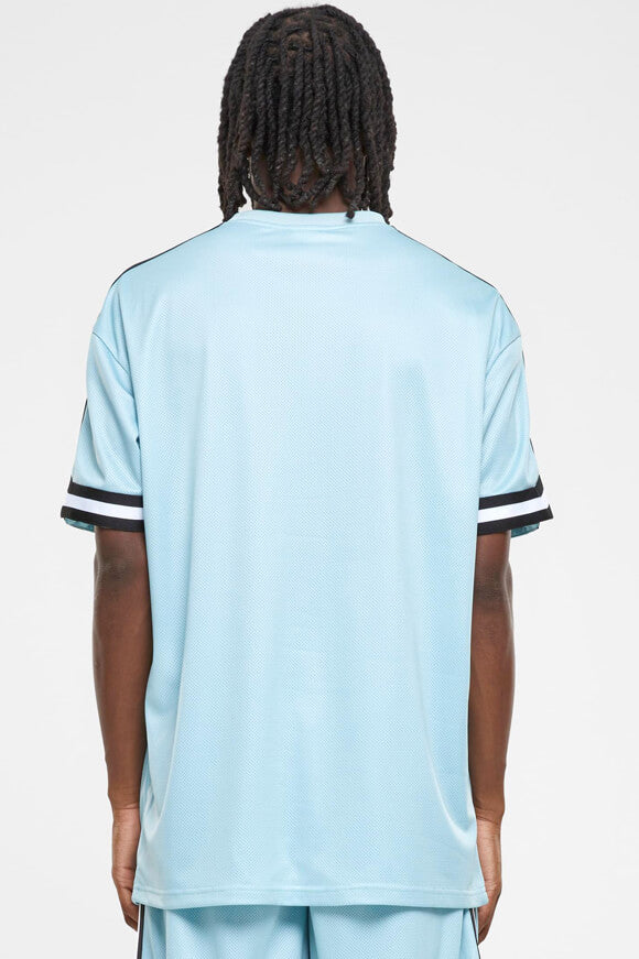 Maglietta oversize a righe - Blu oceano + nero + bianco