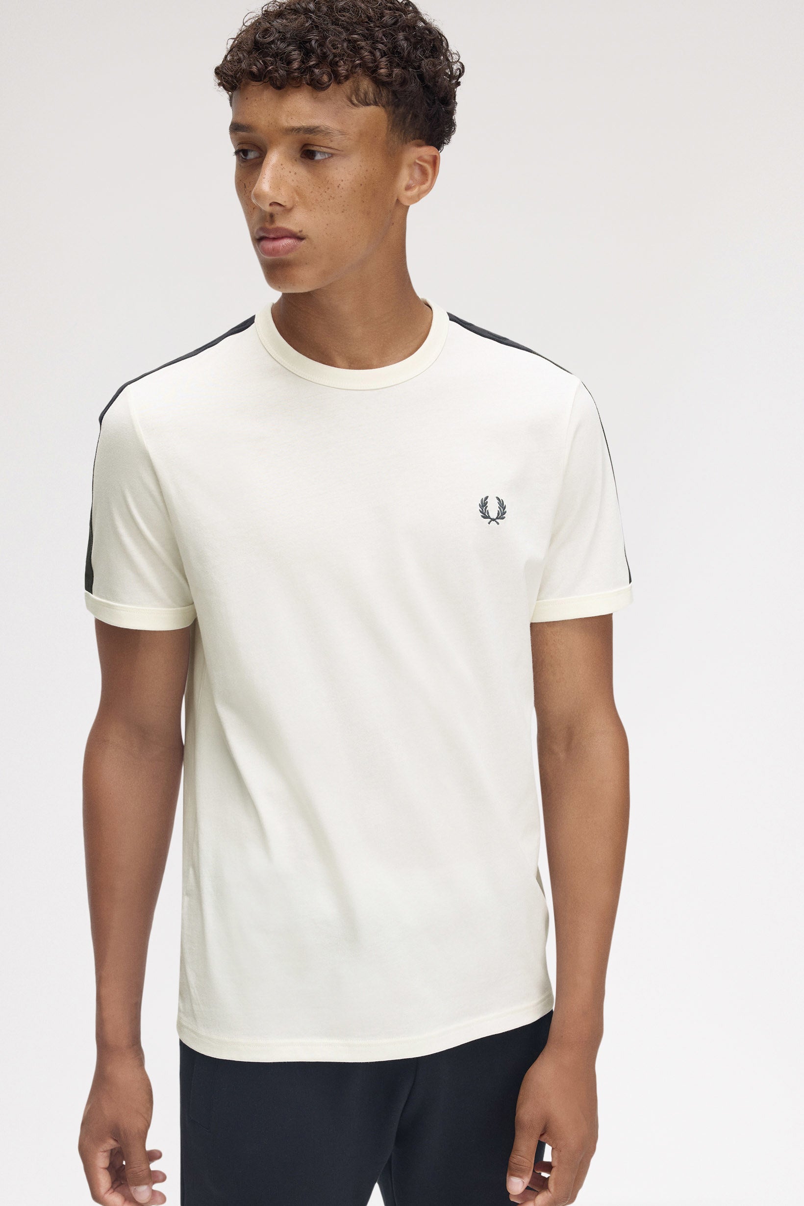 Contrast Tape Ringer T-Shirt - Ecru