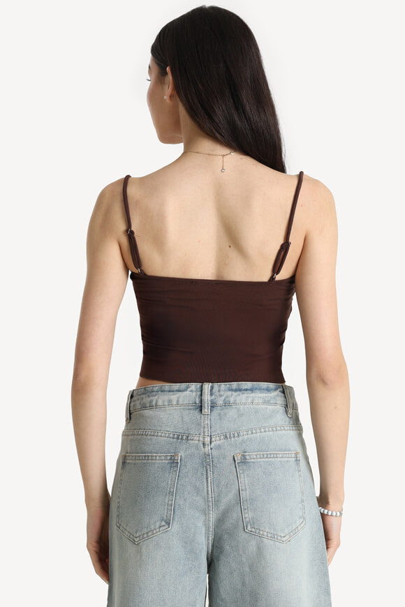 Crop Trägertop - Braun