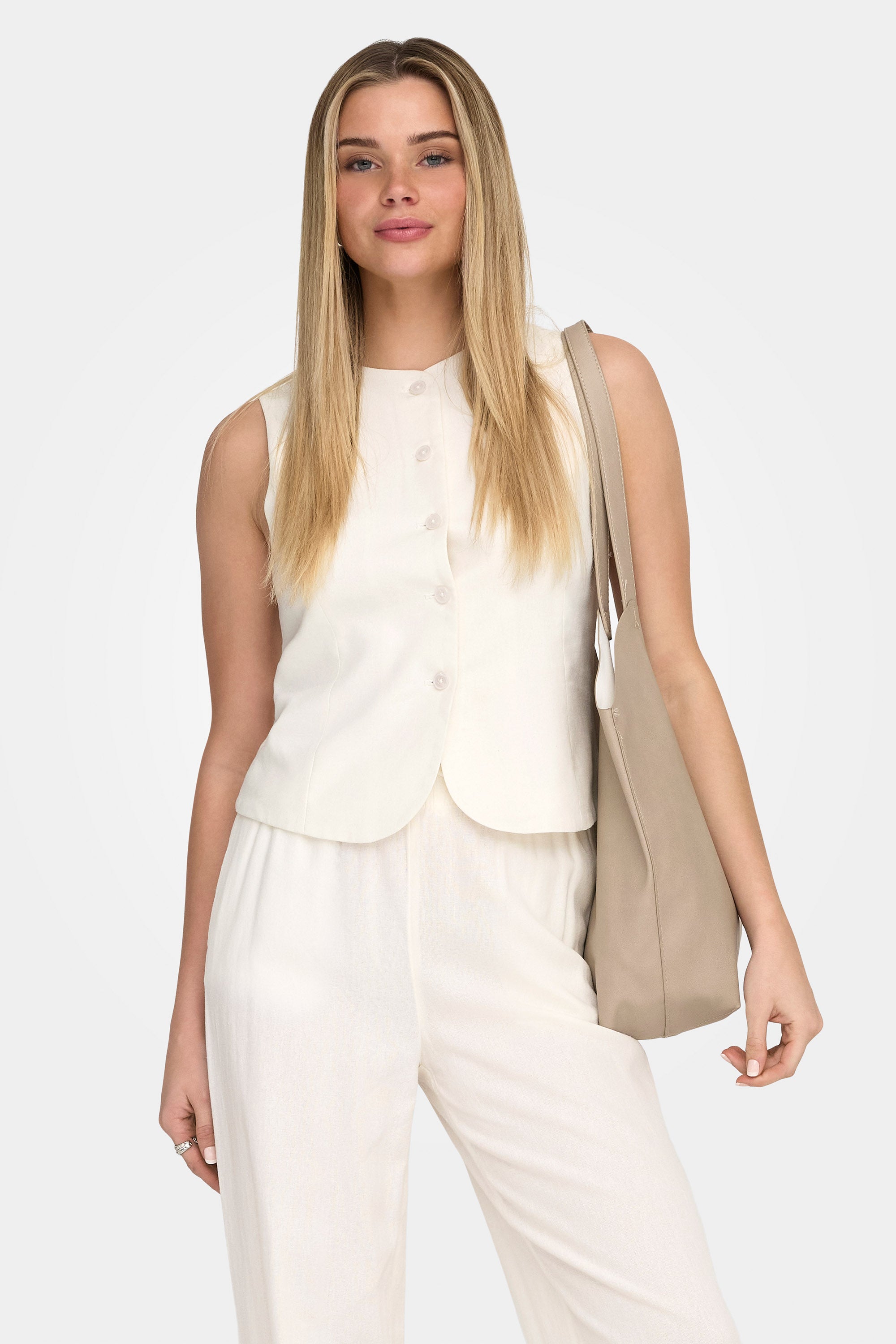 ONLGOA Leinenweste - Cloud Dancer