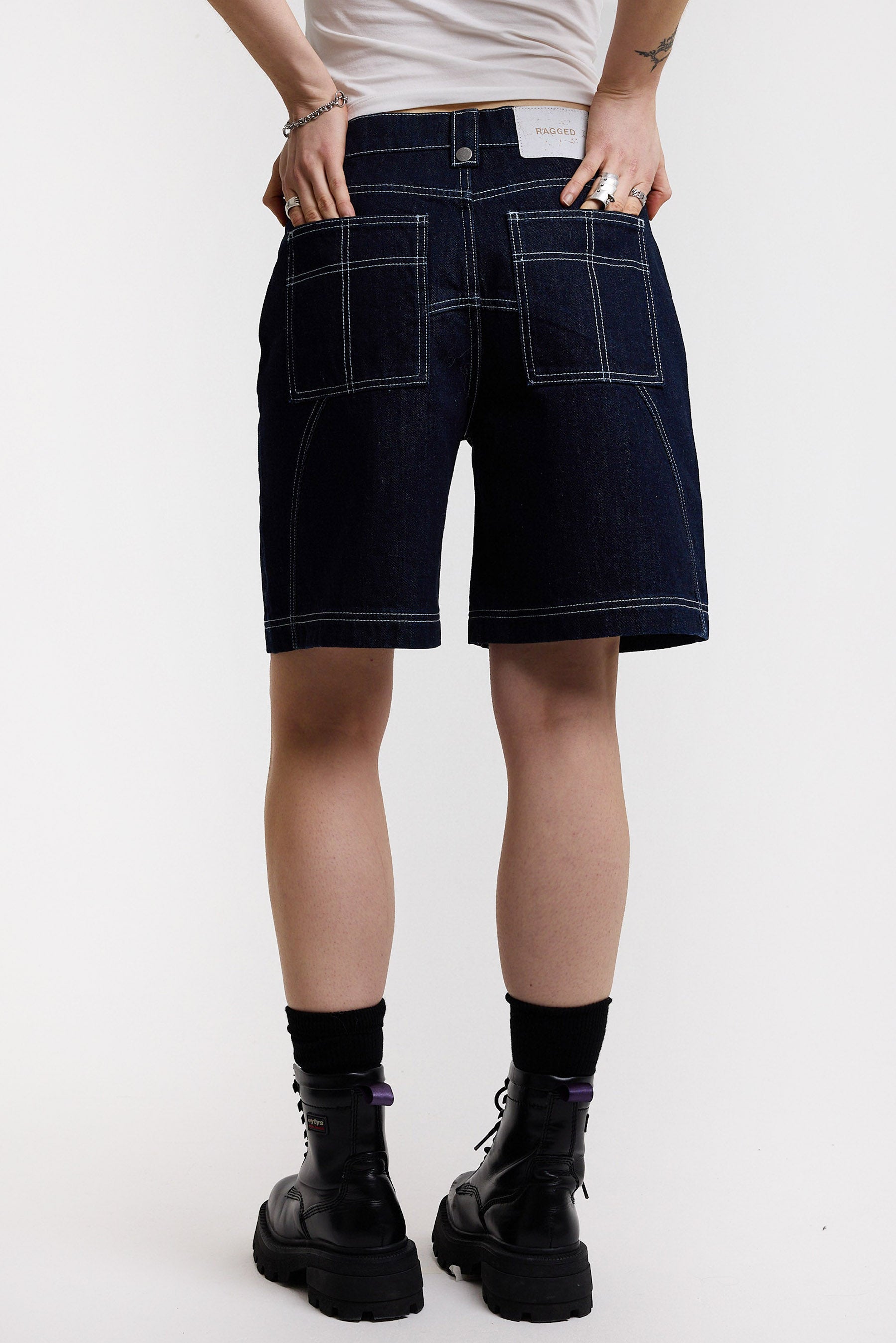 Kid Jeans Bermudashorts - Dark Indigo Wash