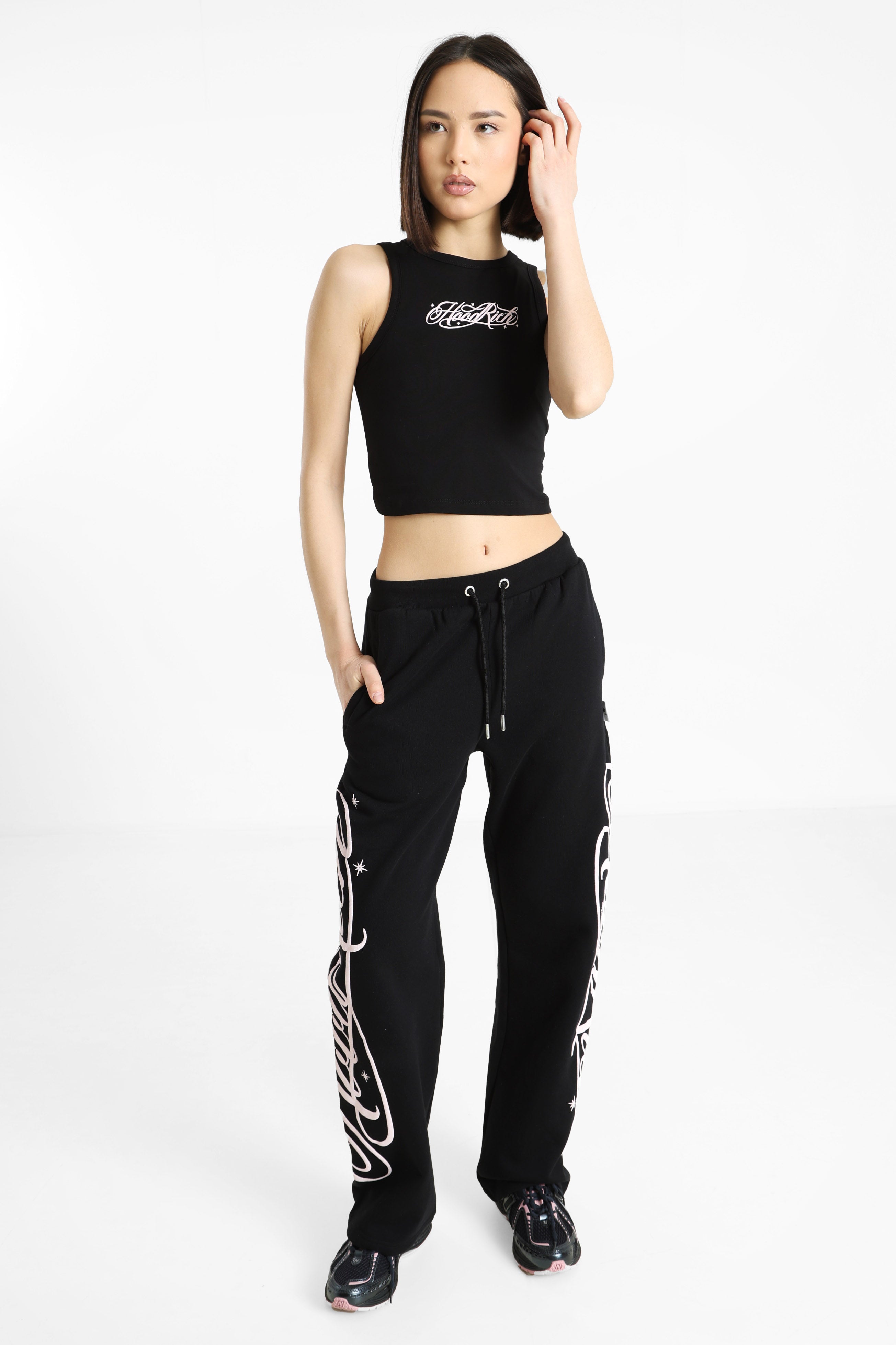 Crop Top - Black + Pink