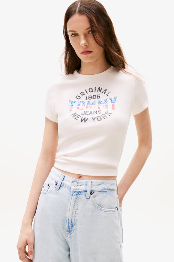 Geripptes T-Shirt - Ancient White