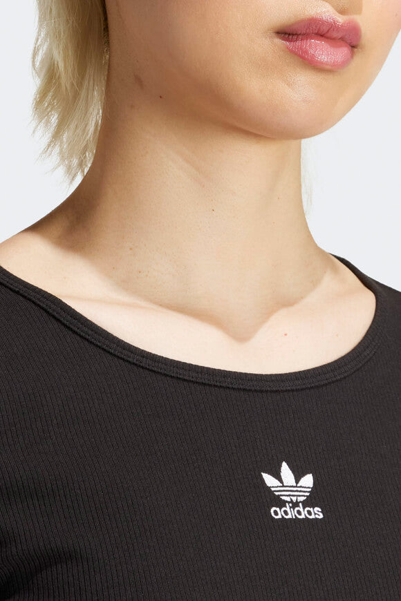 Camicia corta a coste maniche lunghe - Black