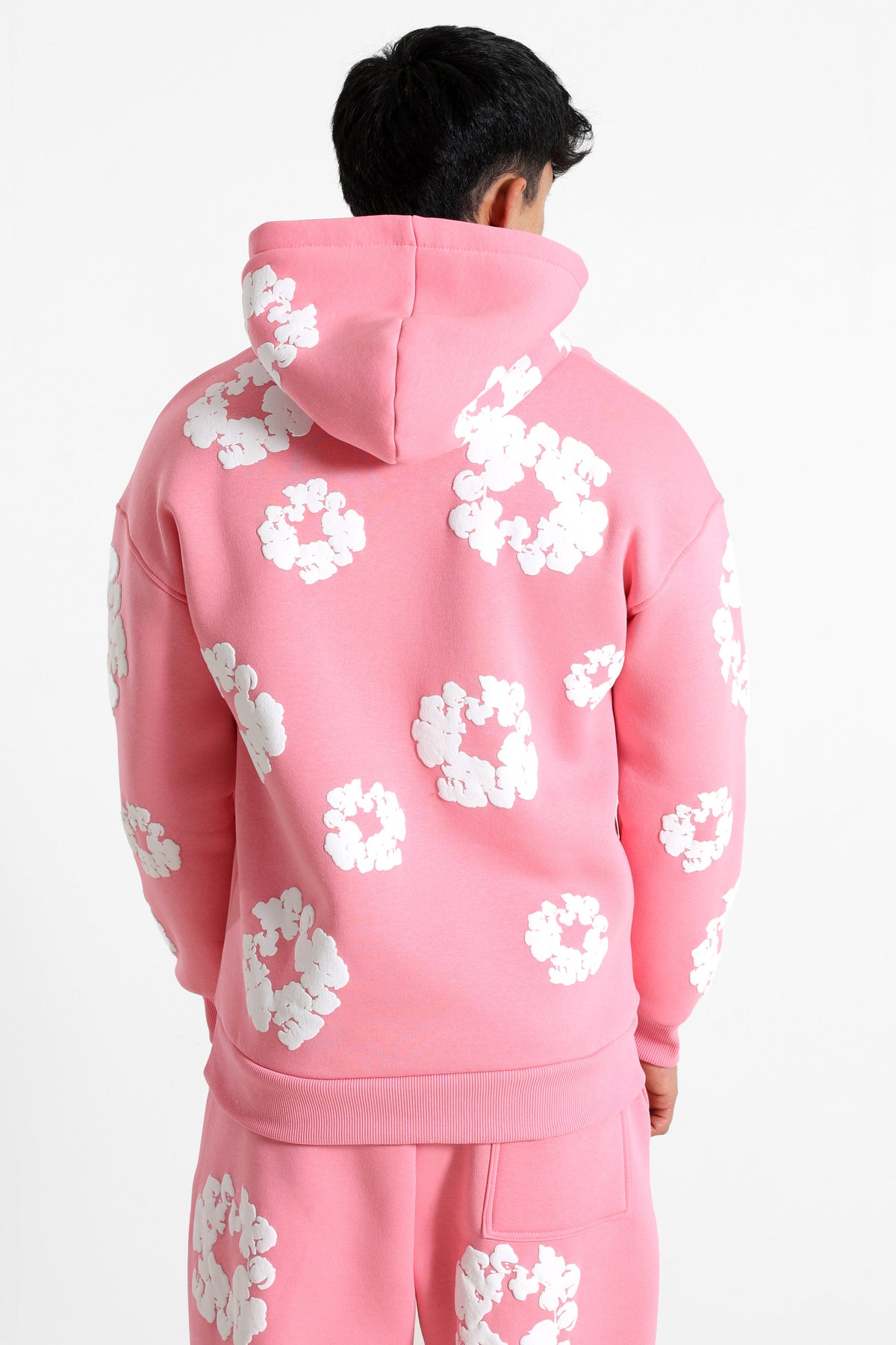 Kapuzensweatshirt - Pink + White