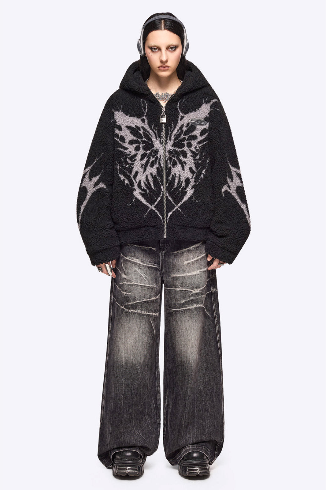 Dark Fly Borg Veste oversize sherpa - Noir