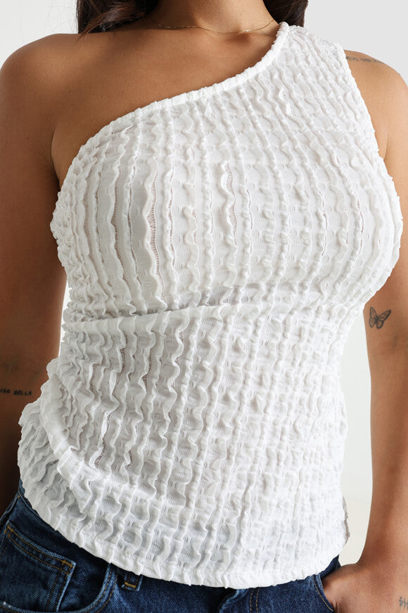Structured one-shoulder top - white