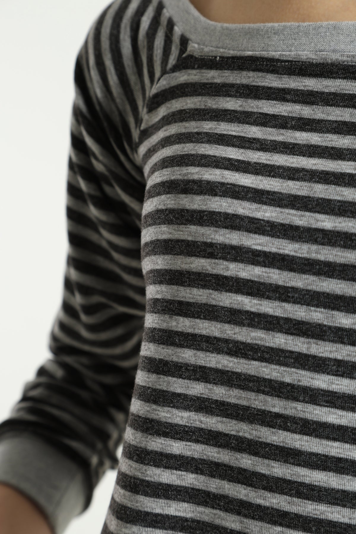 Shirt off shoulder manches longues - Gris chiné + Anthracite