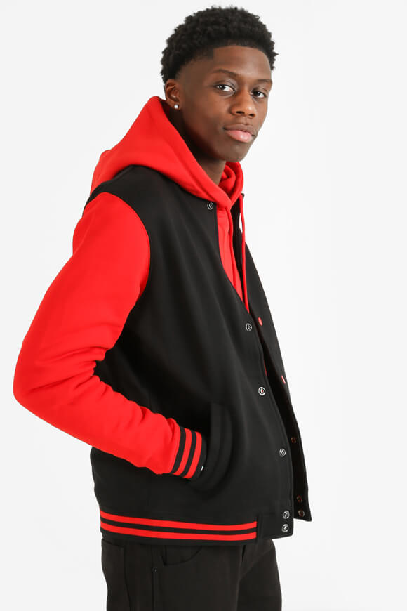 College-Sweatjacke - Schwarz + Rot
