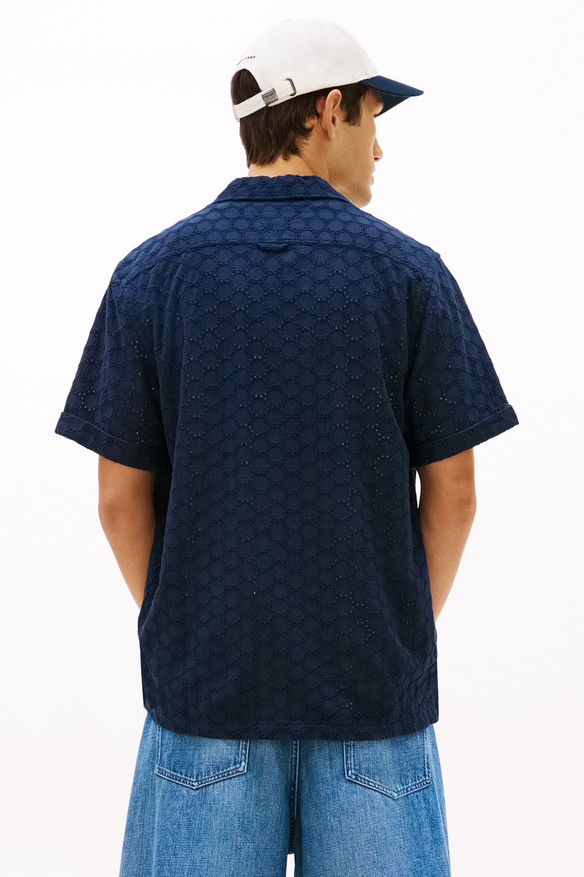 Hemd mit Lochmuster - Dark Night Navy