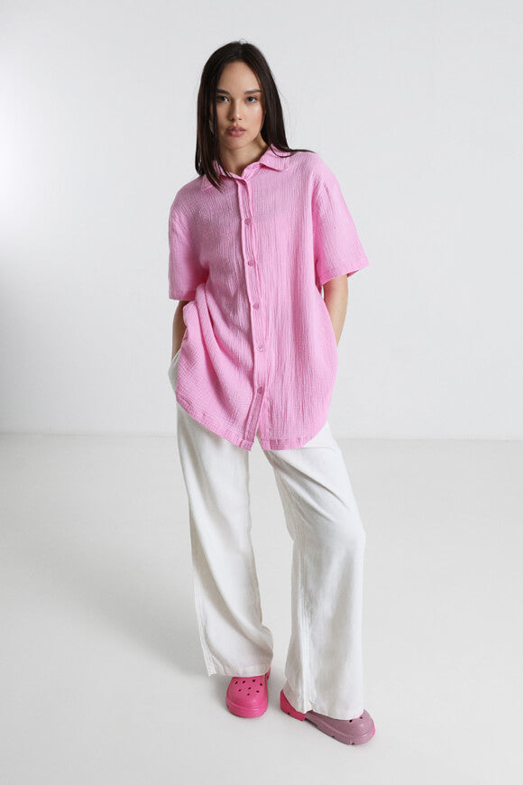 Musselin Oversize Hemd - Rosa