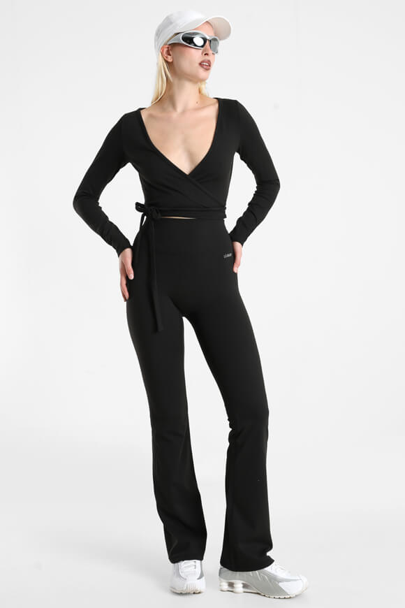 Crop Langarmshirt - Schwarz