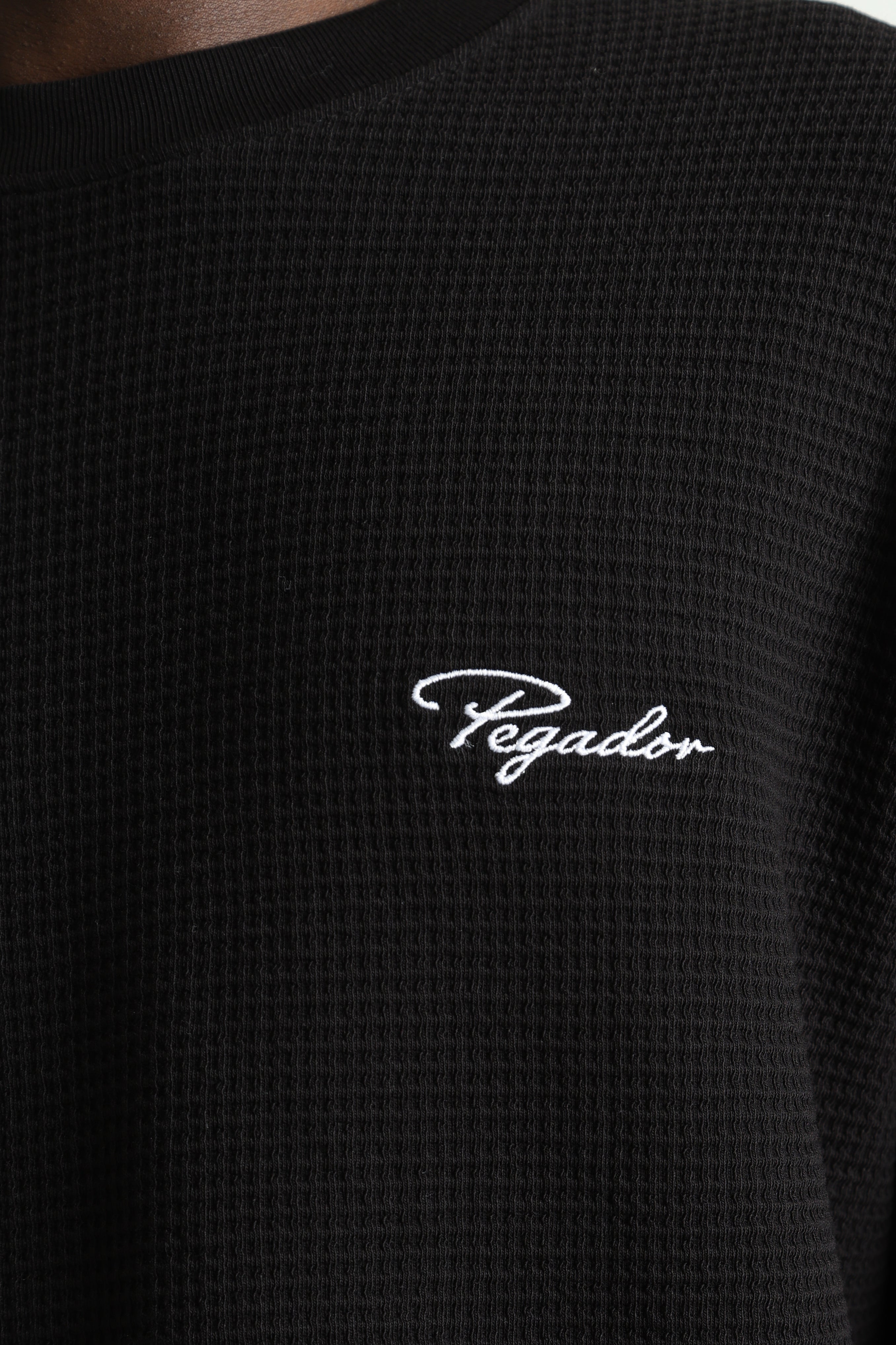Signar Langarmshirt aus Waffelstoff - Black