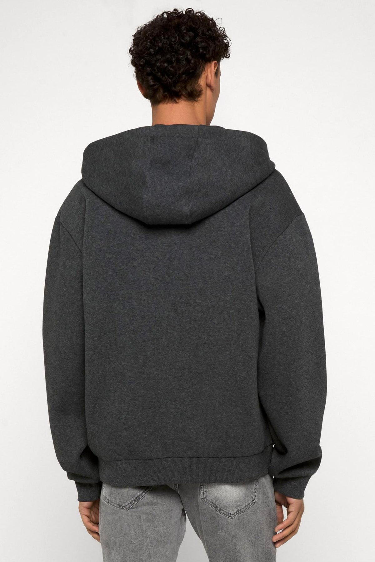 Fluffy sweat zippé à capuchon - Charcoal Heather